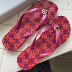 Tory Burch fuchsia and orange flip flops, size 9 - never worn